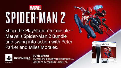 Swing your way through Marvel’s New York with the PlayStation®5 Console – Marvel’s Spider-Man 2 Bundle.