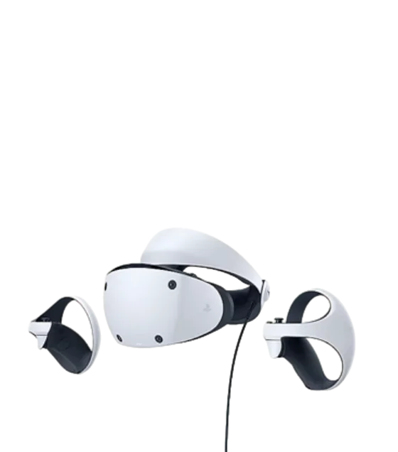 PlayStation VR2 headset with two Sense controllers